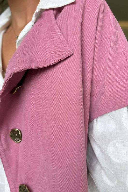 Made in Italy Cooper Needlecord Cap Sleeve Jacket Indian Pink